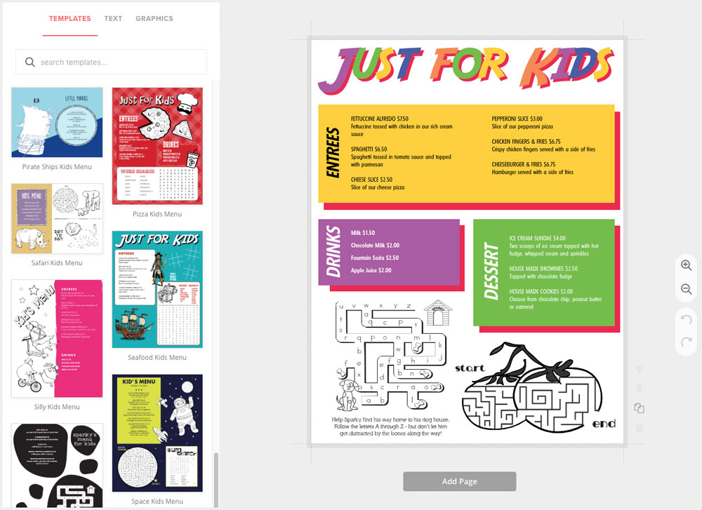 Create Kids Menus Create Kids Menus